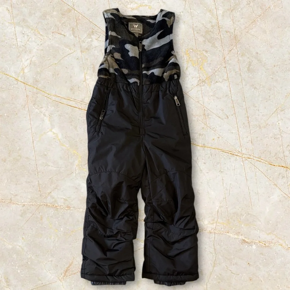 White Sierra Todder’s Black Snow Bib with Camouflage Upper Fleece (4T)